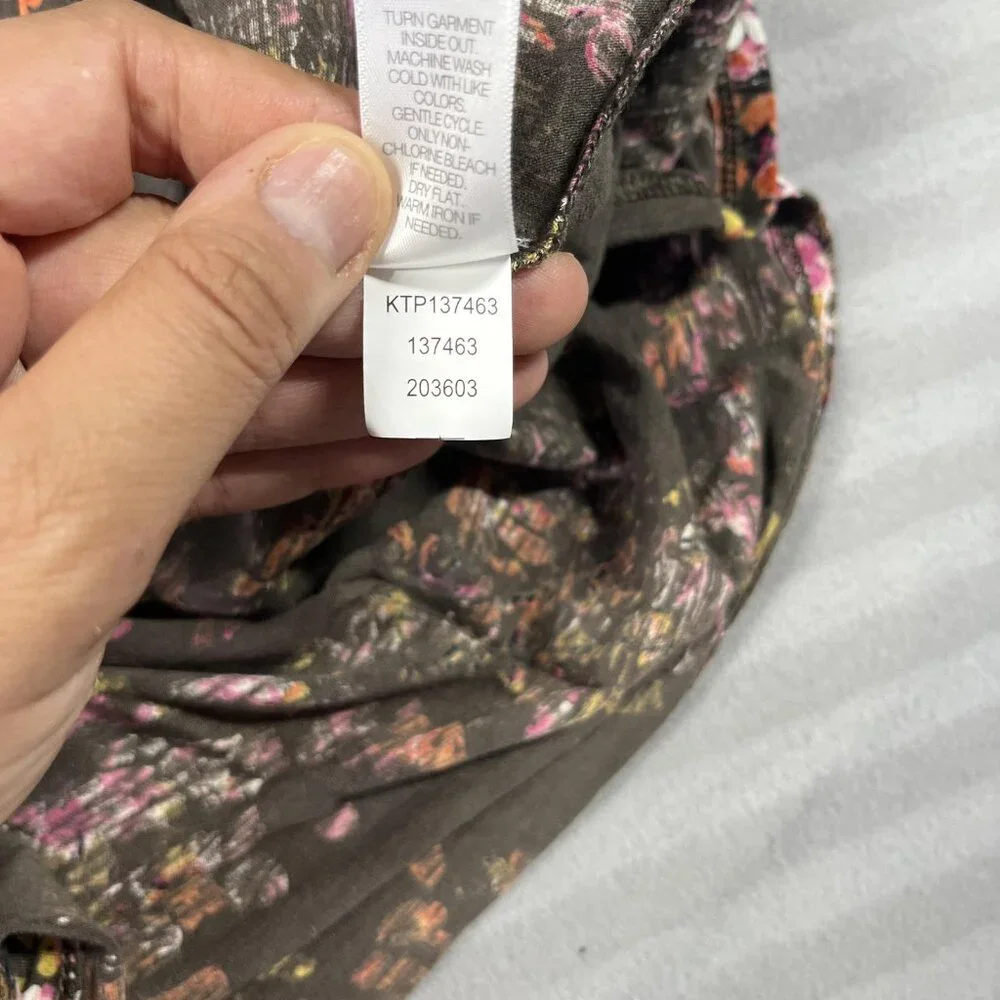 J Jill Dress Womens Large Tall Brown Floral Long Sleeve Drop Waist Stretch Tunic - Picture 6 of 8